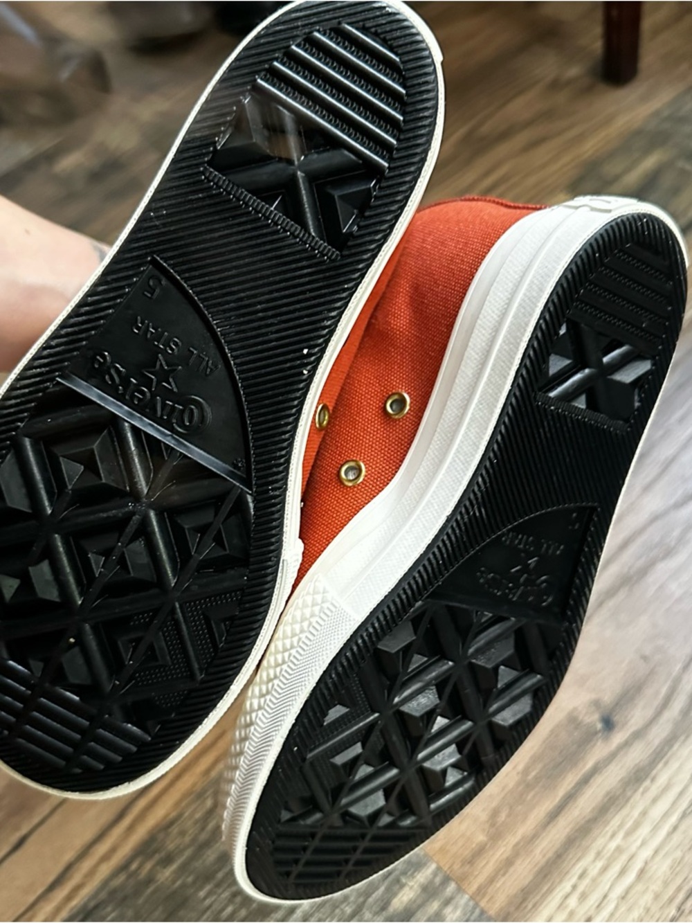 RARE Converse High Top Wedge Sneakers in Rust Orange Canvas - Picture 7 of 7